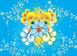 夢幻花紋 時尚花紋 底紋 花朵 樹葉圖片
