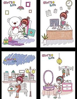 卡通女孩生活筆記本圖片