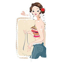 穿的吊帶的時(shí)尚少女