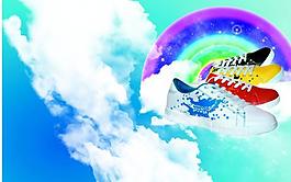 天空 鞋 云 彩虹 藍(lán)色 夢(mèng)幻圖片