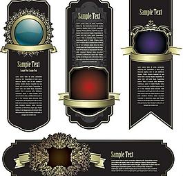 黑色華麗歐式底紋 花紋 橫幅圖片