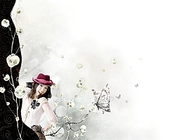 黑白非主流人物美花朵