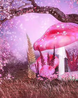 粉色櫻花夢幻唯美背景