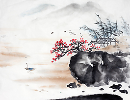 水墨山水畫背景