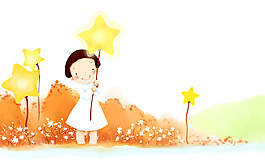 拿着星星的小女孩