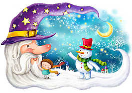 巫師胡子上的雪人