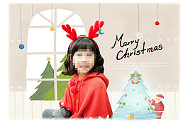 頭戴著麋鹿角的小女孩