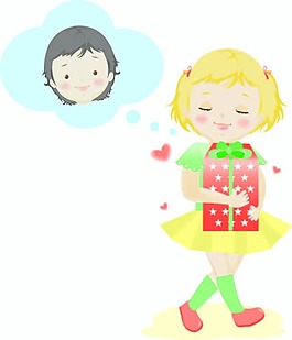 韓國(guó)小女孩卡通矢量圖