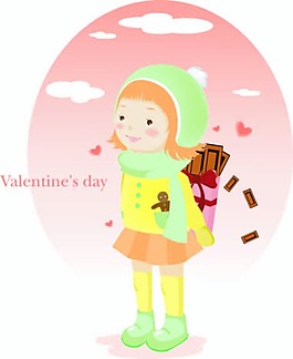 溫馨女孩兒童卡通插畫矢量圖