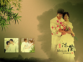 古典淡黃主流婚紗模板