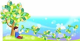 男孩梦幻卡通矢量图