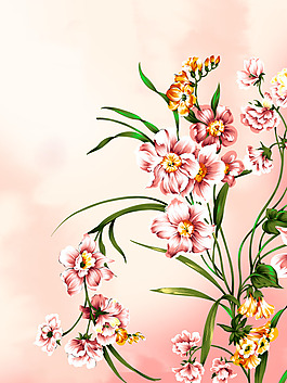 自然做舊可愛(ài)花朵背景墻素材
