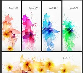水墨梦幻花纹花朵 横幅 展板图片