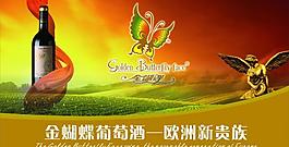 金蝴蝶葡萄酒展板圖片