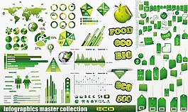 綠色吊牌與生態節能主題矢量素材