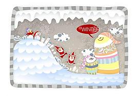冬季雪人卡通背景圖片