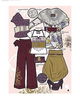 巴黎女性冬季時裝花紋圖片