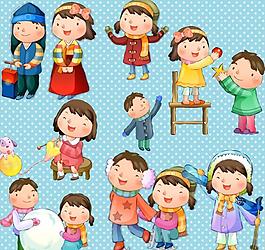 卡通 冬季 兒童 可愛(ài) 男孩 女孩 雪圖片