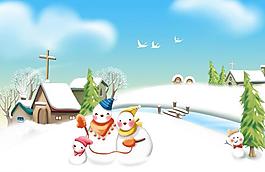 冬天雪人圖片