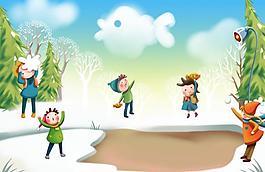 雪地玩耍图片