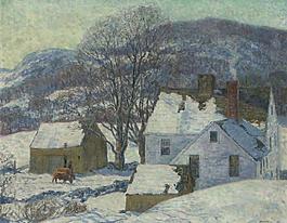 雪景油畫(huà)圖片