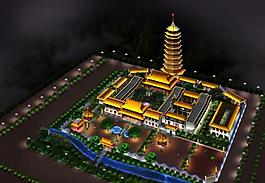 湖北赤壁圆通寺夜景灯光图片