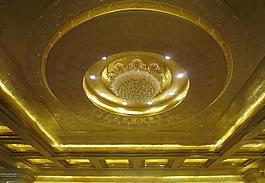 家庭佛堂吊頂局部實景圖（金色系）圖片