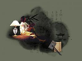 夜雨書燈圖片