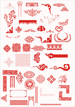中國傳統古典花紋設計PSD分層素材下載