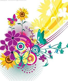時(shí)尚花紋 矢量素材圖片
