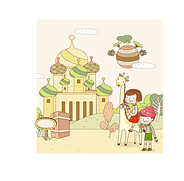 旅行主題夢幻兒童畫