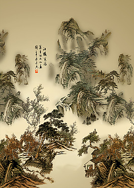 山水画PSD模版