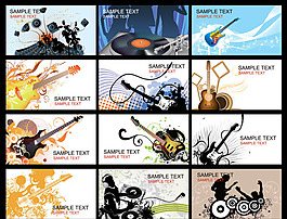 時尚音樂潮流卡片設計矢量素材