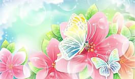 夢幻花紋 花朵 蝴蝶圖片