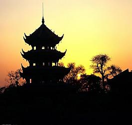 霞光剪影圖片