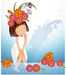 頭頂花朵女孩