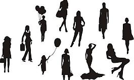 矢量女性人物剪影图片