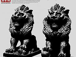石獅子矢量剪影圖片