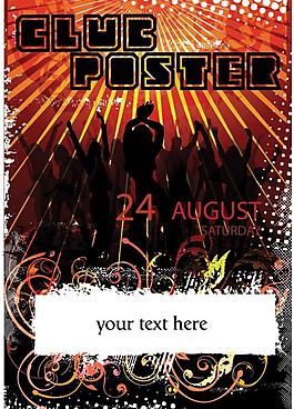 俱樂部音樂傳單海報 舞蹈人物剪影圖片