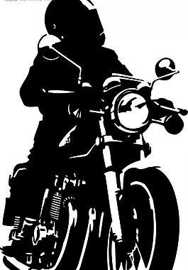 摩托車手剪影圖片