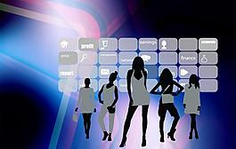 商務美女團隊剪影圖片