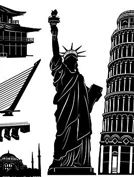 世界著名建筑剪影圖圖片