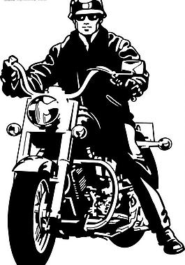 摩托車手剪影圖片