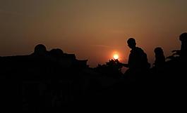 夕陽 錯(cuò)位圖圖片