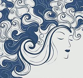 手繪時(shí)尚花紋美女圖片