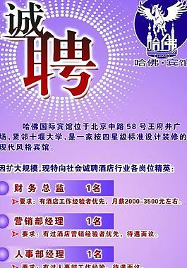 酒店招聘海报图片
