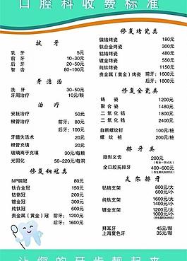 價(jià)格表圖片