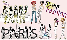 時(shí)尚女孩人物剪影矢量素材