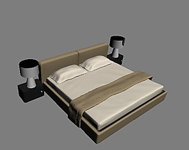 雙人床3D模型