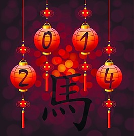 2014馬年燈籠海報矢量素材